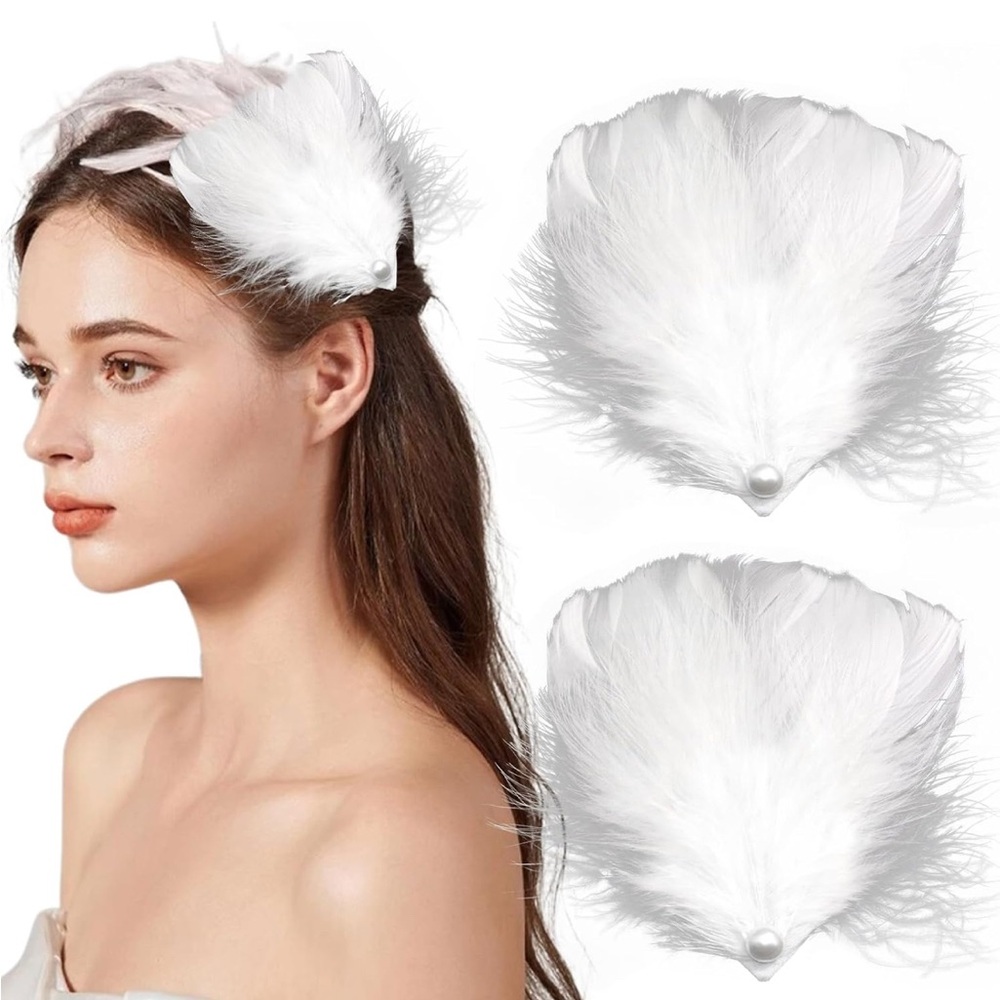 Elegant White Feather Hair Accessory